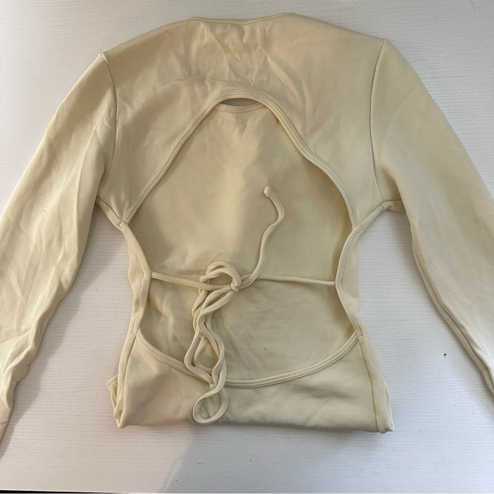 OAK + FORT Cream Bodysuit with Wrap Design